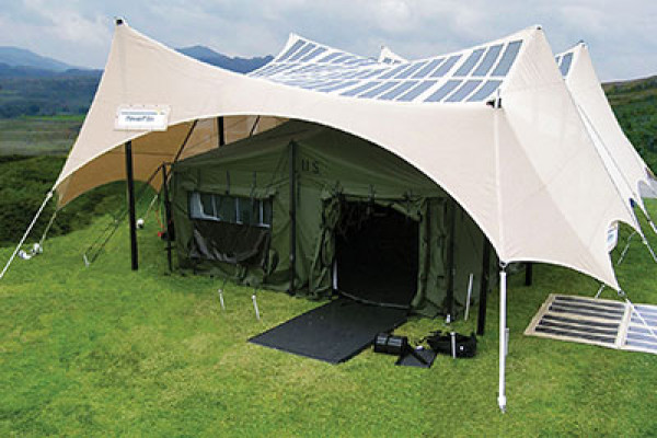 photovoltaic panel during camping
